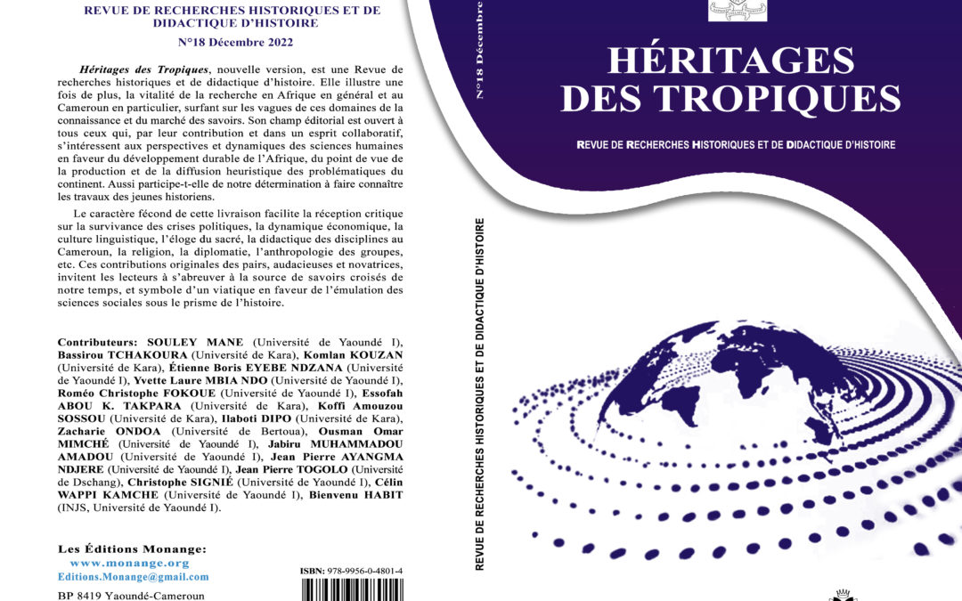 ISBN : 978-9956-0-4801-4,Elvice Achille Bella  , HÉRITAGES DES TROPIQUES N°18 ,Décembre 2022
