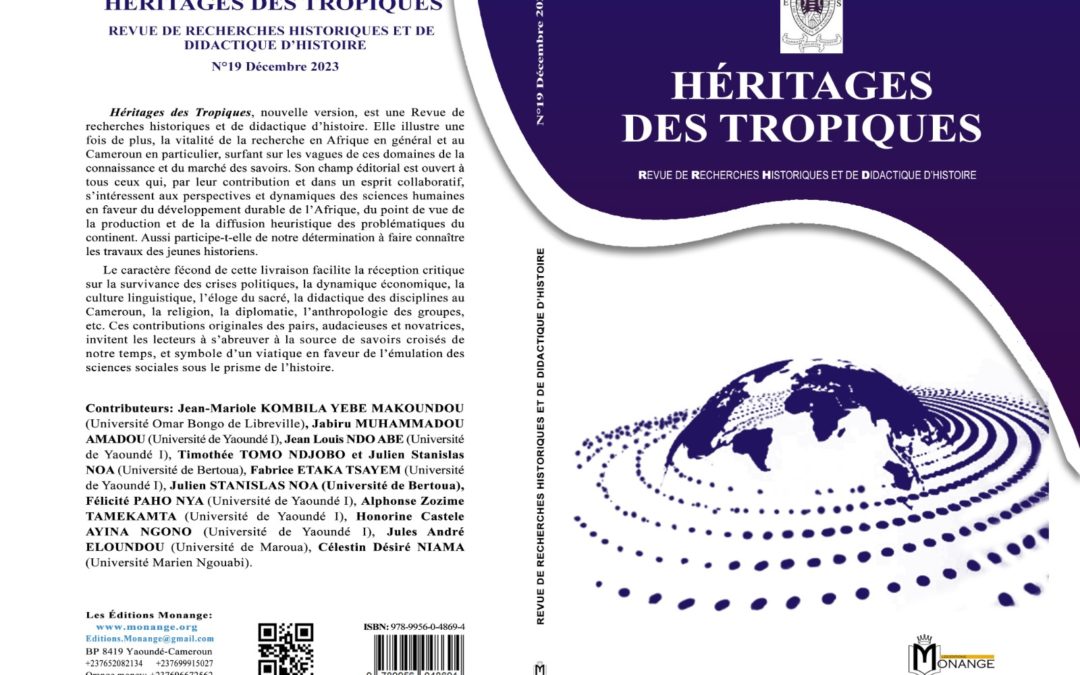 ISBN : 978-9956-0-4801-4, Elvice Achille Bella, HÉRITAGES DES TROPIQUES, 28 février 2024.